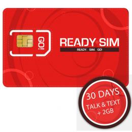 Ready SIM 30 Days Talk & Text + 2GB 30日間無制限米国内通話&世界中SMS + 2GBデータ通信 米国内専用SIMカード (並行輸入品の日本国内発送)