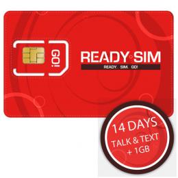 Ready SIM 14 Days Talk & Text + 1GB Data US domestic SIM card